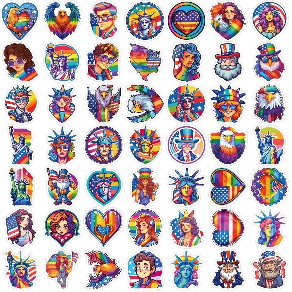 50 Cartoon Colorful Independence Day Graffiti Stickers Personalized Decorative Guitar Notebook Suitcase DIY Waterproof