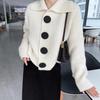 Podzim Zima Dámská Cardigan Bunda Dámský Top Volný Korejský Styl Móda Velký knoflík Klopa Pletený svetr