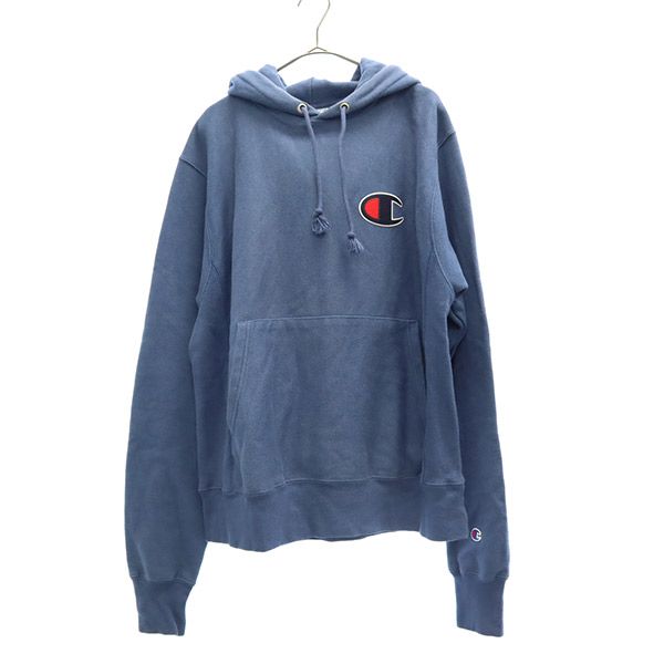Champion Mono-Blue Replica Reverse Weave Long sleeve Sweatshirts Men s Used