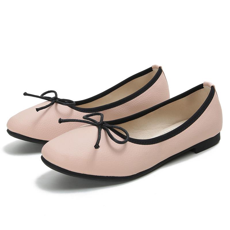 Grape Mom Studiolee 2025 Spring and Summer Gentle Bow Square Head Shallow Mouth Flat Bottom Soft Sole Ballet Single Shoes Women