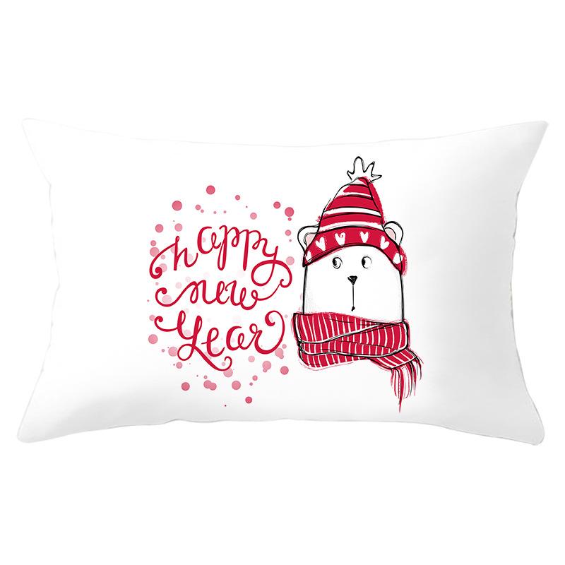 New Christmas Peach Skin Lumbar Pillowcase Cartoon Print Series Sofa Cushion Cover Throw Pillow Cover