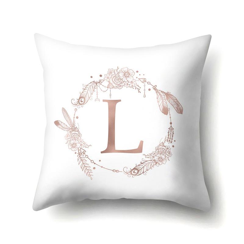 Polyester Pillow Case Home Ins Style Decorative Print Pillow Case 26 English Letter Cushion Cover