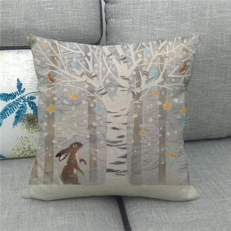 Easter Decor Pillow Covers 45x45cm Cartoon Bunny Eggs Printed Cushion Cover Spring Holiday Party Decorative Pillowcase for Couch