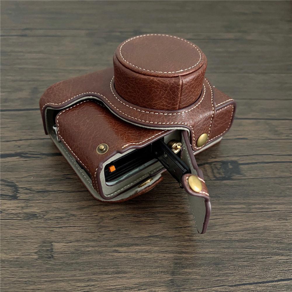 Luxury PU Leather Camera Case For Fujifilm X100V X100F Fuji x100v x100f Battery Opening Full Body Bag Cover With Strap