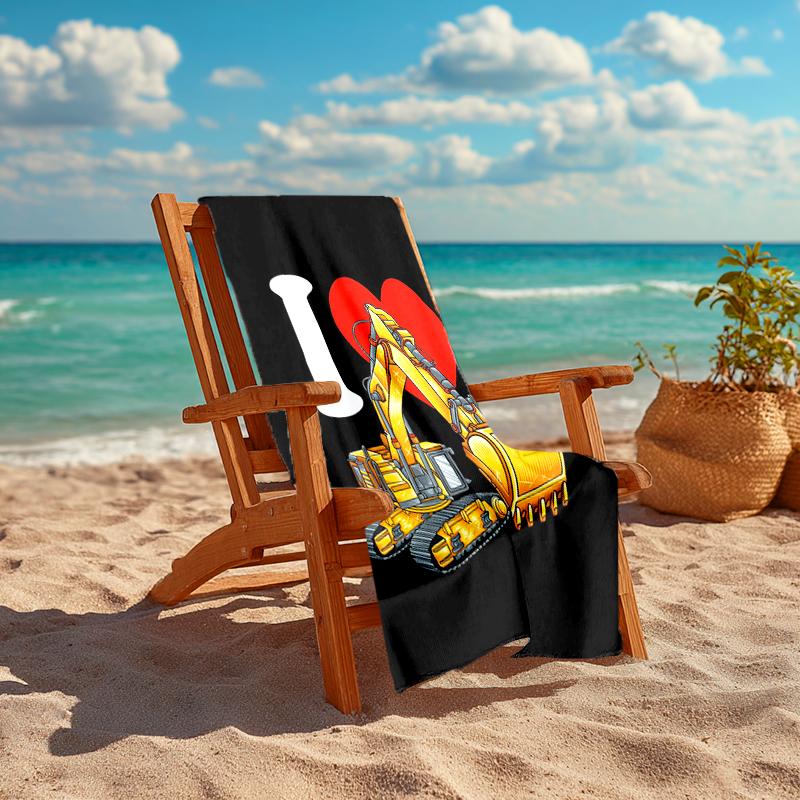 Ultra-Soft Beach Towel with Excavator Theme,Ideal for Pool - Camping, Diving - Perfect Travel Essential, Vibrant Beach Towel.