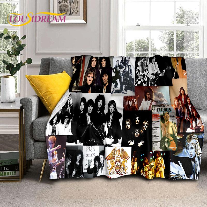 2025 Classics Queen-Rock-Band Freddie Blanket,Soft Throw Blanket for Home Bedroom Bed Sofa Picnic Travel Office Cover Gifts Kids