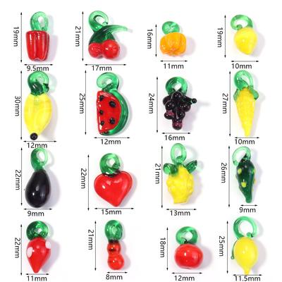5pcs/lot Colored Lampwork Pendant Cherry Strawberry Banana Fruit Shape Glass Charms For DIY Fashion Earring Necklace Accessories