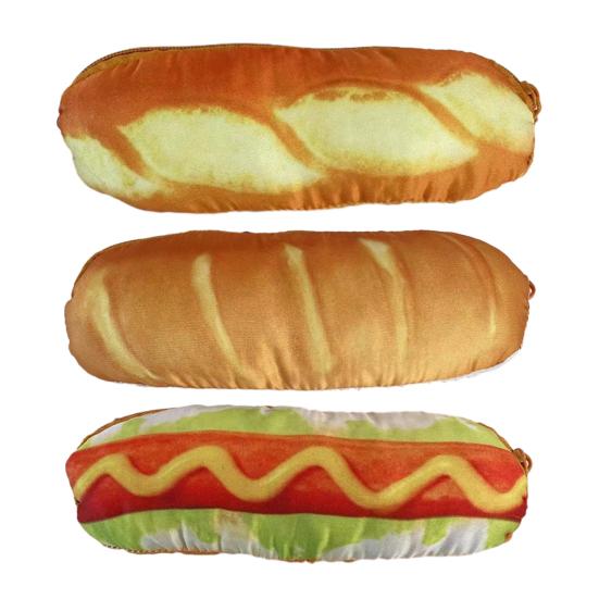 Kantoorbenodigdheden Doos Cartoon Imitatie Brood Ontwerp Etui Ritsluiting Make-up Kwastenhouder Schoolbenodigdheden Organizer