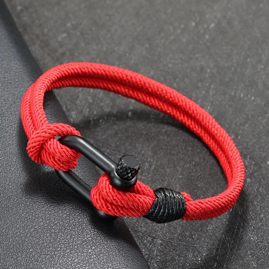 Hiphopový pánský nerezový náramek s odnímatelnou přezkou Námořnický omotaný náramek Dvouvrstvý náramek na ruku na kolo Armband Herren
