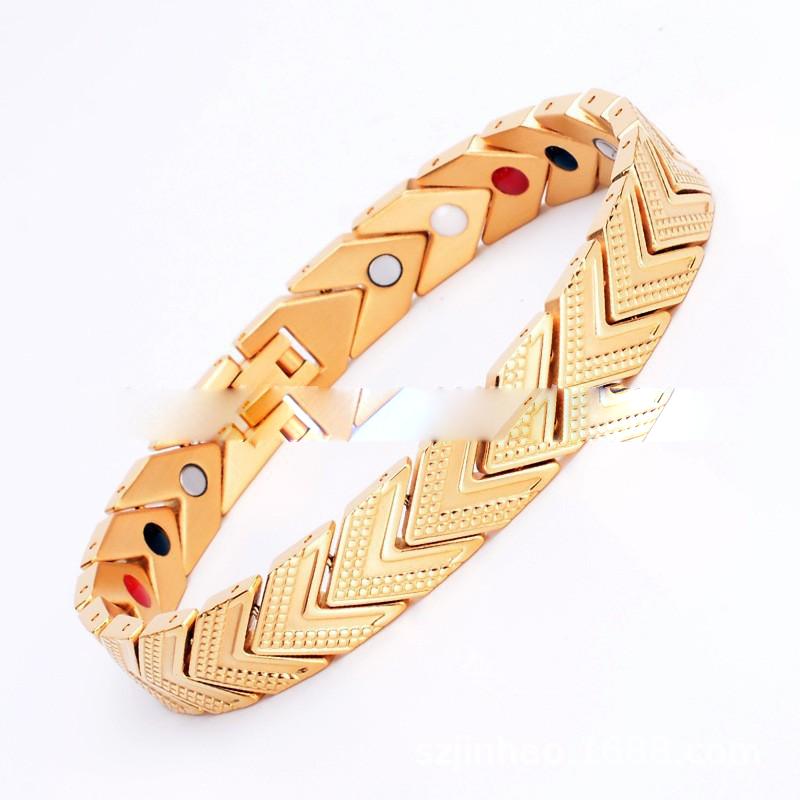 European And American Three Color Splicing V-shaped Titanium Steel Bracelet