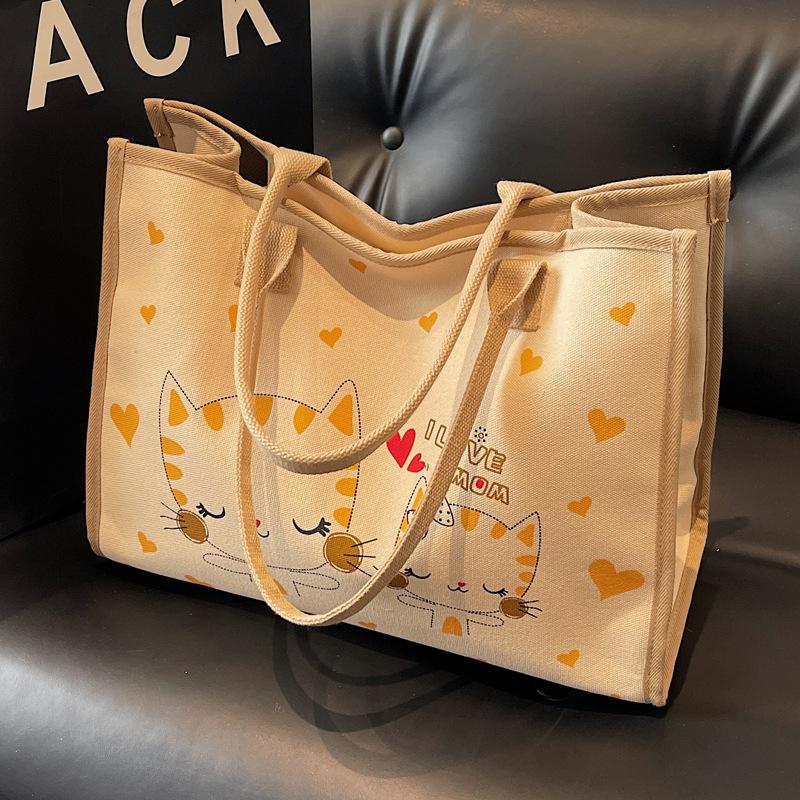 Large Capacity Canvas Bag Women's Spring and Summer 2025 New Versatile Student Class Commuter Bag Japanese and Korean Ins Tote Bag