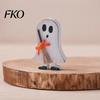 Halloween Home Decor Wooden Table Sign, Cute Ghost Witch Hat Bat Freestanding Tiered Artisan Crafted Wood Signs Tray Ornament, Rustic Farmhouse