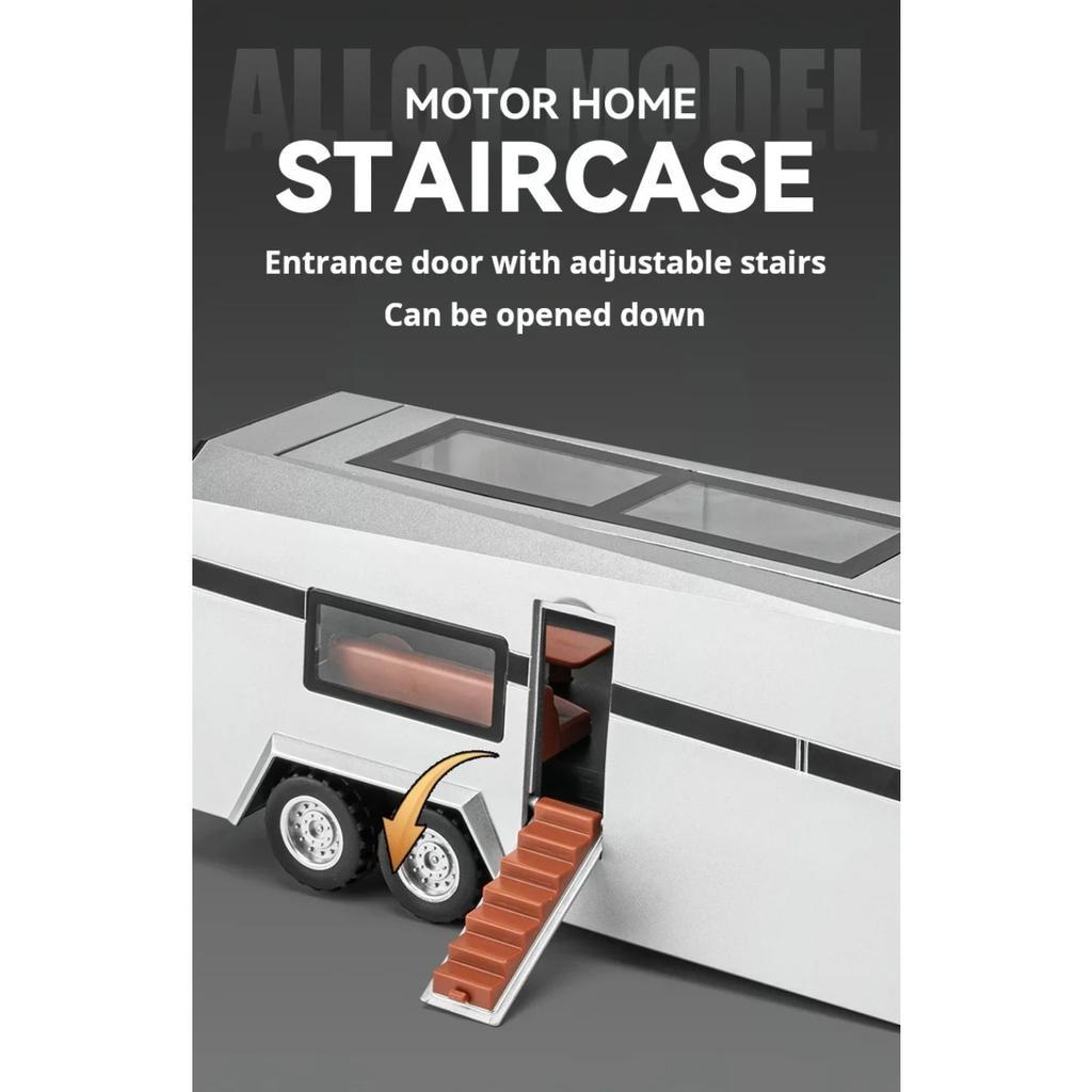 1/32 Tesla Trailer Rv Alloy Car Model Table Set Children's Toys Die Cast Collection Car Model Toys