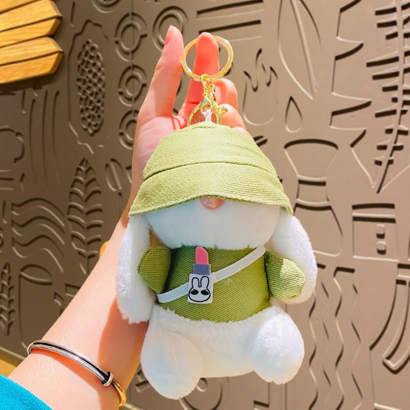 

Plush Cute Dog Keychain Adorable Creative Couple Gift For Bags And Cars Green Bunny