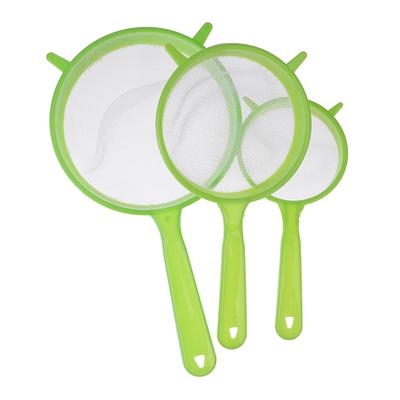 3Pcs/Set Plastic Fine Mesh Scoop Strainer Colander Flour Sieve With Handle