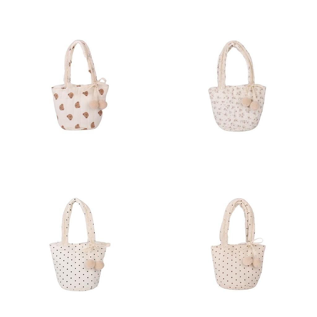 Bear Kids Baby Shoulder Bag Cute Cotton Cartoon Water Bucket Bag Outdoor Handbag