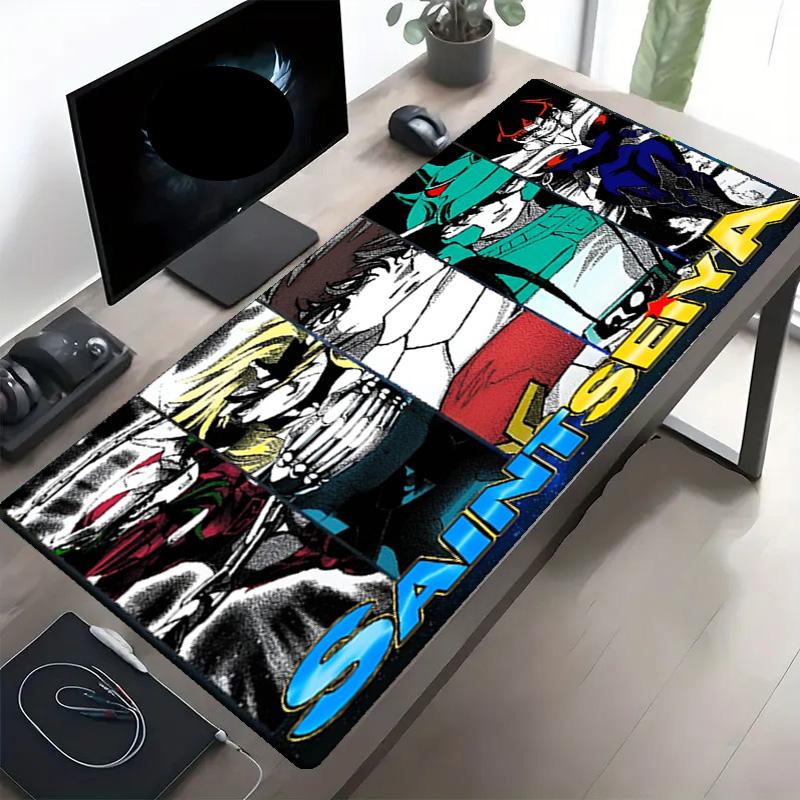 Saint Seiya Print Mouse Pad, Anti‑Slip Desktop keyboard Mat, for PC Laptop Gaming Working Daily Use, Cool Festival Surprise Gift