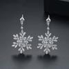 Silver Christmas Snowflakes Earrings Light Luxury Zircon Dangle Earrings  Women