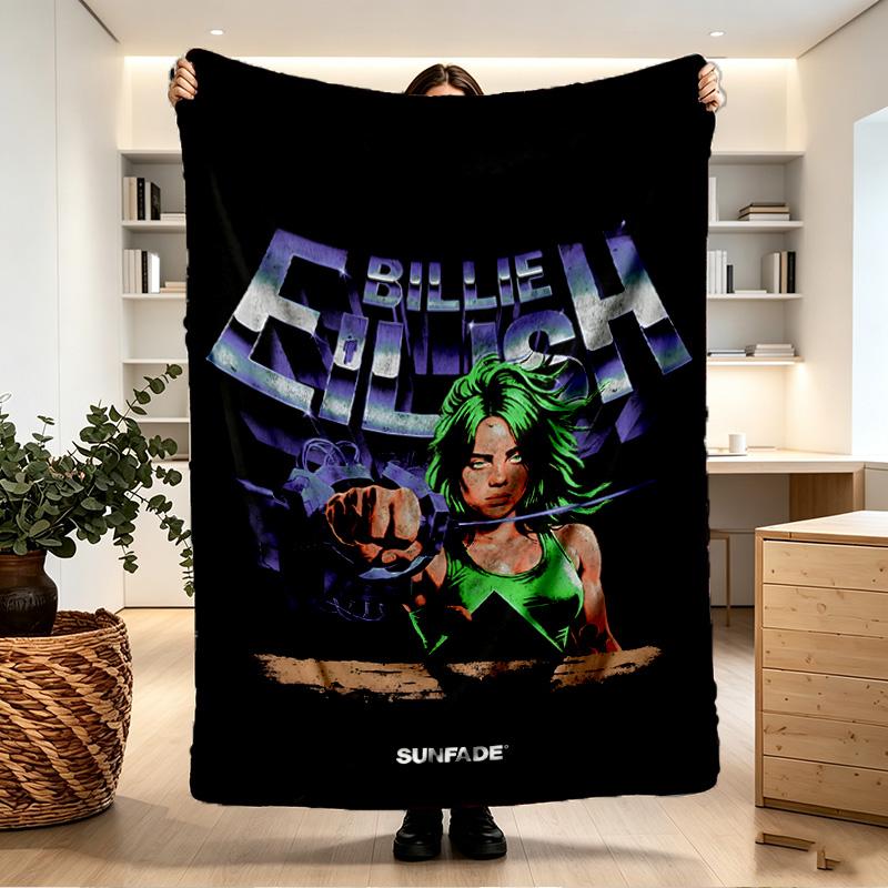 Billie Eilish Print Blanket - Soft & Comfortable, for Bedroom, Travel, Sofa, Home Decoration - Birthday Christmas Gift for Friend