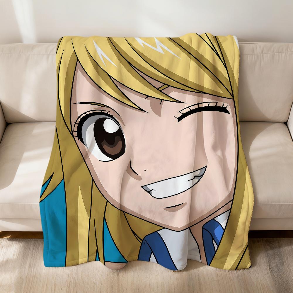 Anime Kawaii Cute L-Lucy H-Heartfilia Flannel Soft Warm Plush Blanket Sofa Living Room Pet Hogar Bedroom Gift Home Car Portable