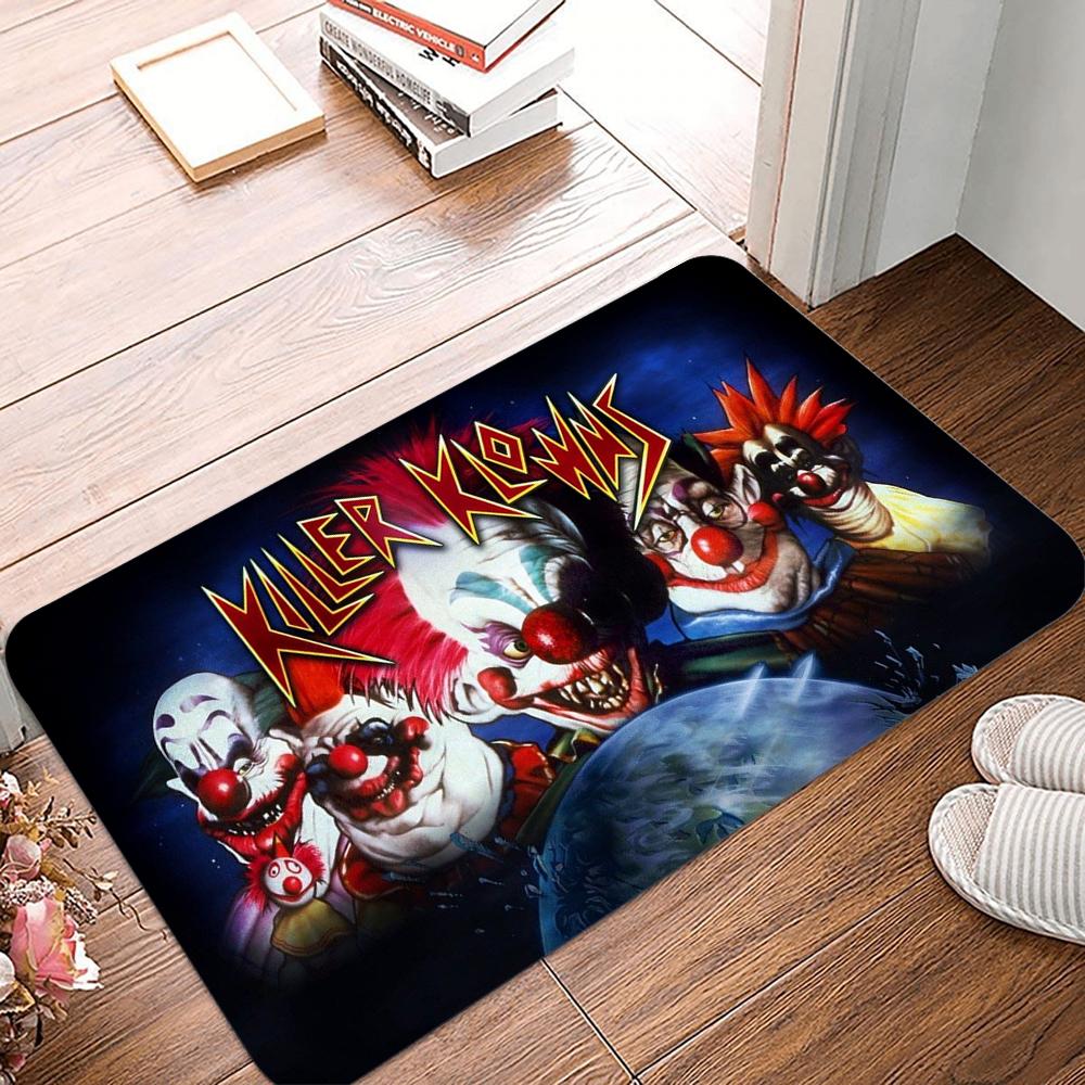 Horror Clown Pattern Door Mat Vivid Scary Clown Designs with Different Facial Expressions Non Slip Floor Mat for Home Decor