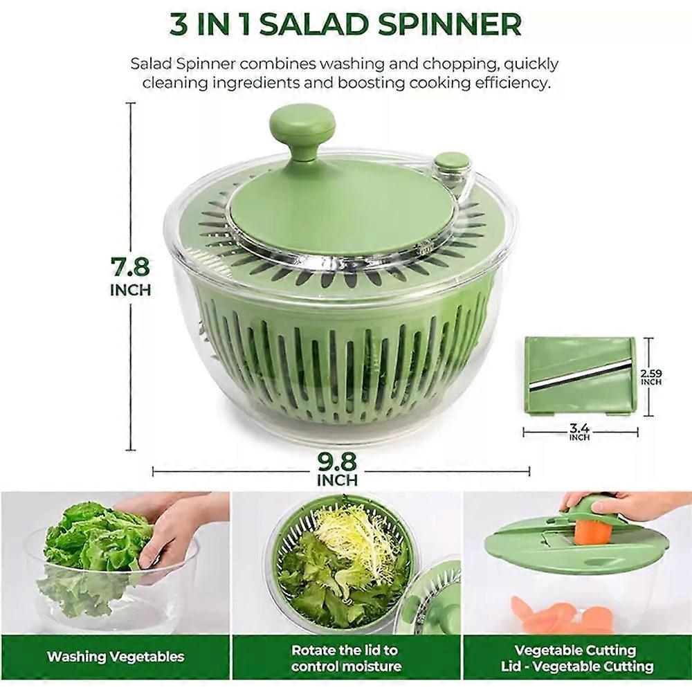 5 In 1 Vegetable Spin Chopper, Salad Spinner with Slicer, Lettuce Spinner Dryer