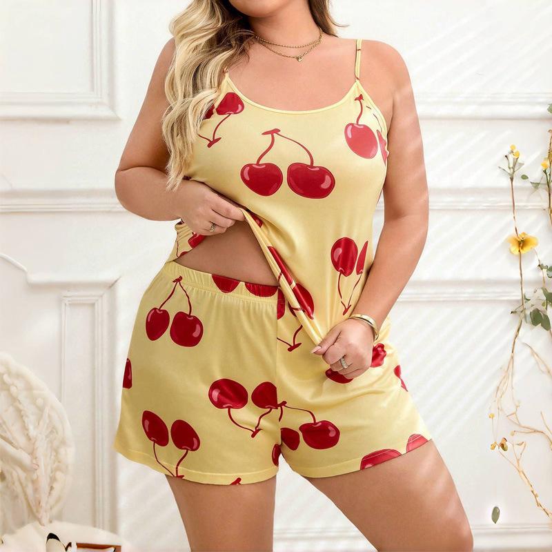 Europäischer & Amerikanischer Stil Übergröße Camisole Set - Extra Großer Druck Sexy Pyjamas für Frauen