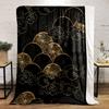 Golden Clouds On Black Pattern Print Blanket Soft and Cozy Perfect for the Living Room Bed Sofa or a Nap,gift