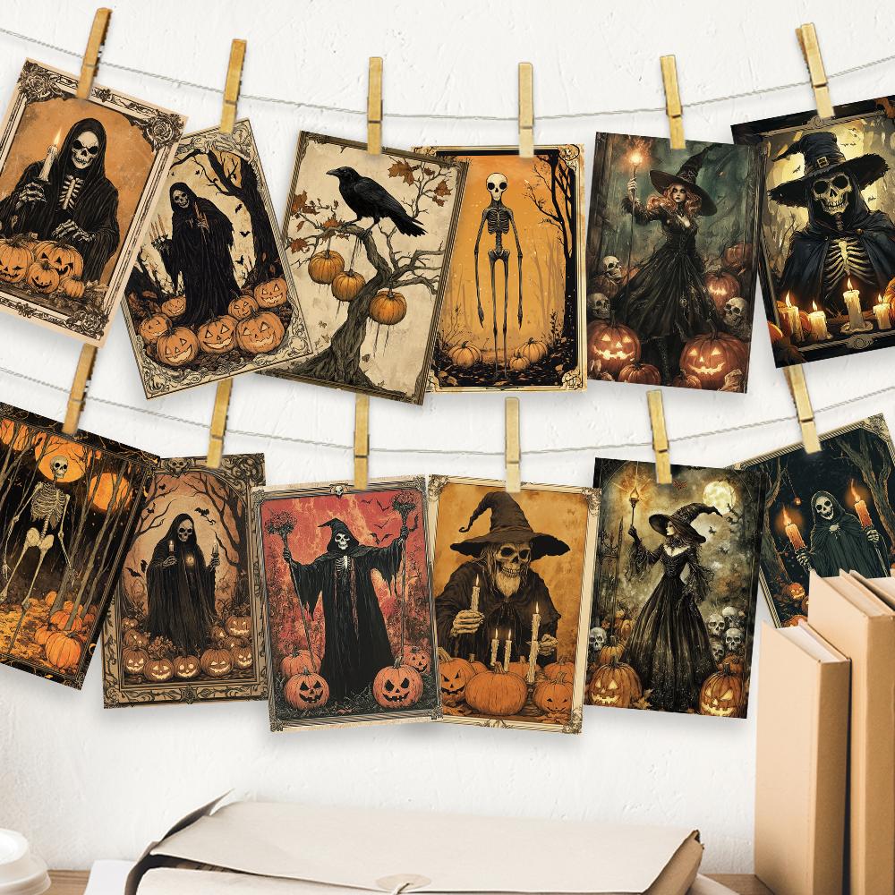 32 Stück, Vintage-Halloween-Postkarten, Horror, Kürbis, Geburtstags-/Jubiläumsgeschenke, Sammlerstück, zum Verschenken geeignet und versendbar