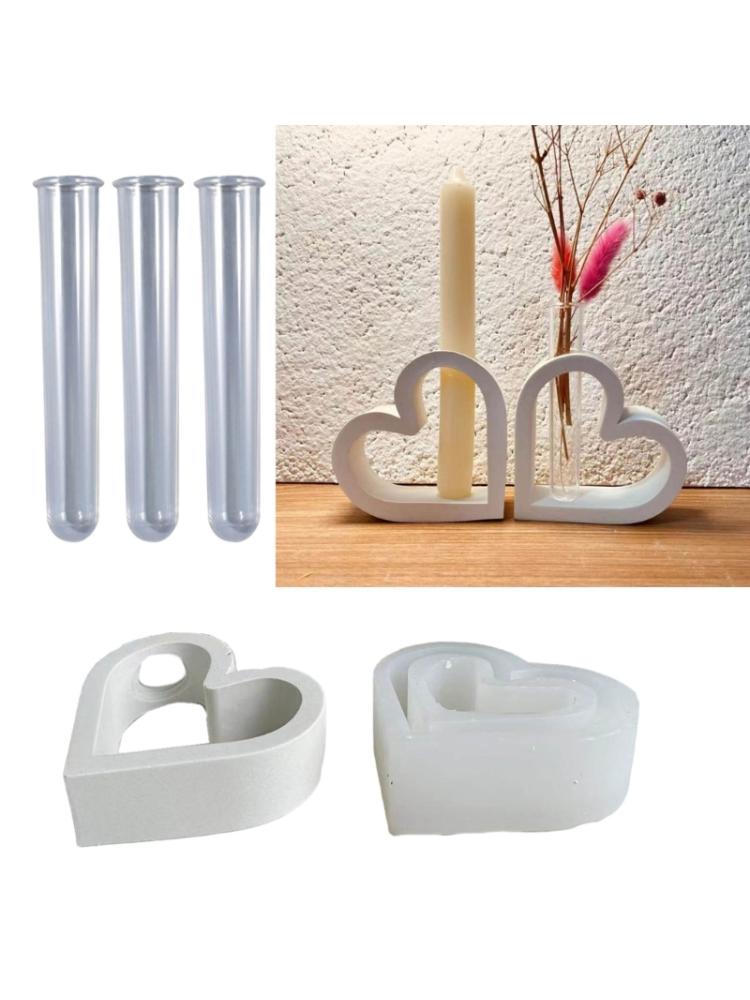 Heart Shaped Silicone Mould Hydroponic Test Tube Plant Vase Mold Cement Flower S Resin Mold Decor Concrete Molds