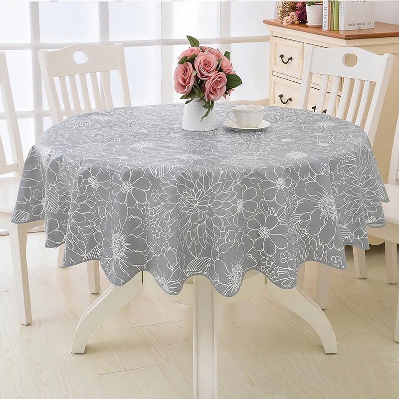 Round Table Cloth Environmental Protection Plush Plastic Tablecloth PVC Tablecloth Waterproof, Oil Proof and Washable