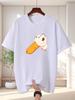 Unisex Red Tee Cute Little White Duck Cartoon Head Graphic Print Crew Neck Short Sleeve Summer Casual Male Cotton Street Daily Top