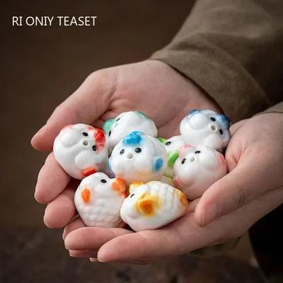 Creativo Adorabile Pesce Ceramica Animale da Tè Fatto a Mano Statua Animale Ornamenti Figurine da Tè Decorazione Set da Tè Cinese Decorazioni Accessori