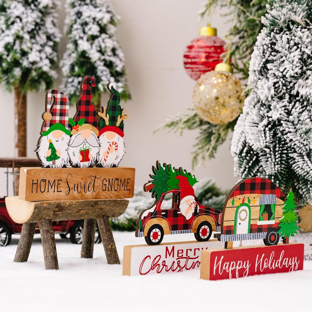 3D Gnome Christmas Wooden Ornaments for Home and Car Decor