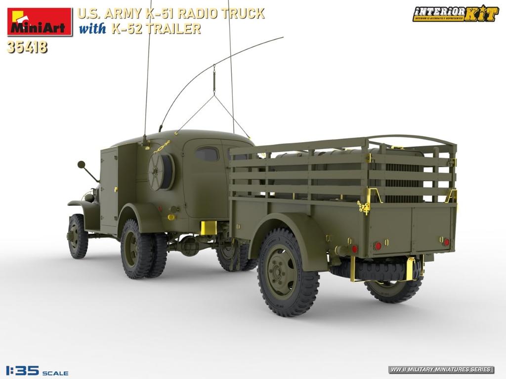 MiniArt Interior Kit Series Scale WWII Army Radio Truck with Full Plastic Model Kit MA35418 1/35 U.S. K-51 K-52 Trailer, Interior,