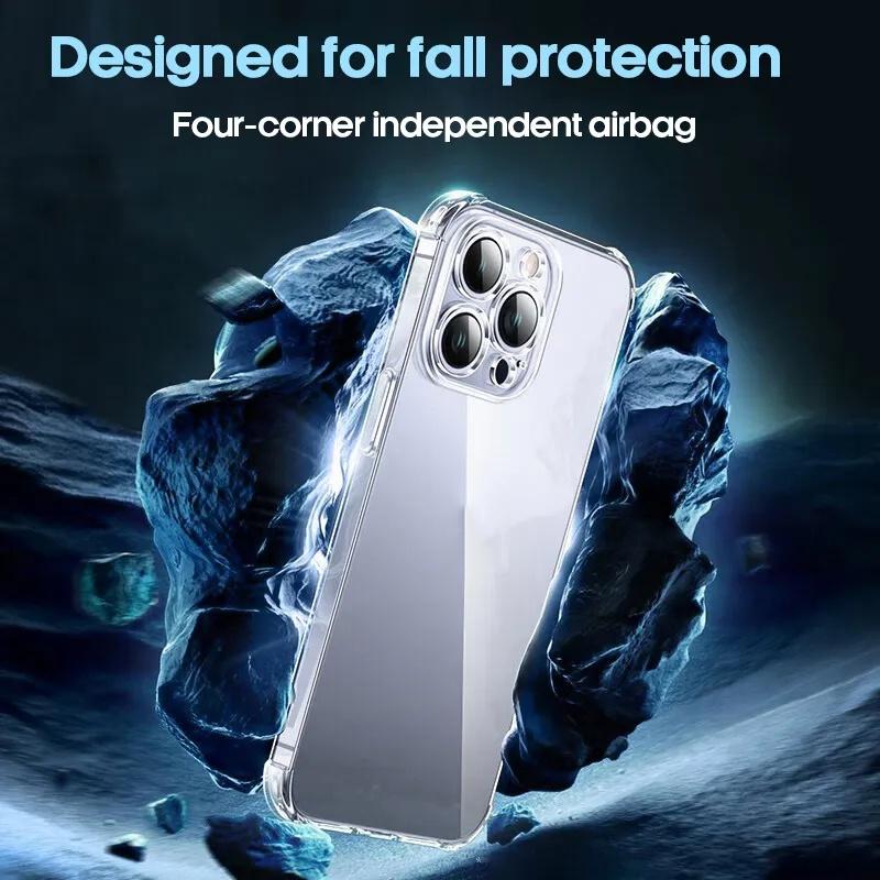 Shockproof Clear Phone Case For iPhone17 16 15 14 13 12 11 Pro Max 16 Plus 13 Mini X XR XS Max 6 6s 7 8 Plus SE Airbag Transparent Soft TPU Cover