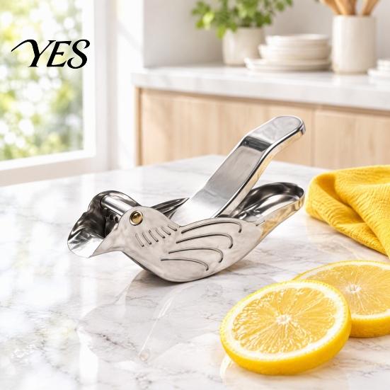 Compact Lime Press for Kitchen Stainless Steel Bird Shape Lemon Juicer, Portable Manual Fruit with Pour Spout Easy to Clean Citrus Tool Orange