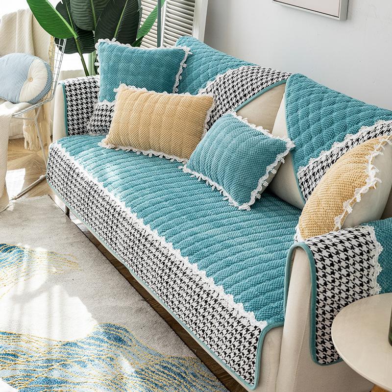 Sofa Cushion Thick Corduroy Non-Slip Cushion Simple Modern Leather Sofa Cover Winter Plush Sofa Slipcover