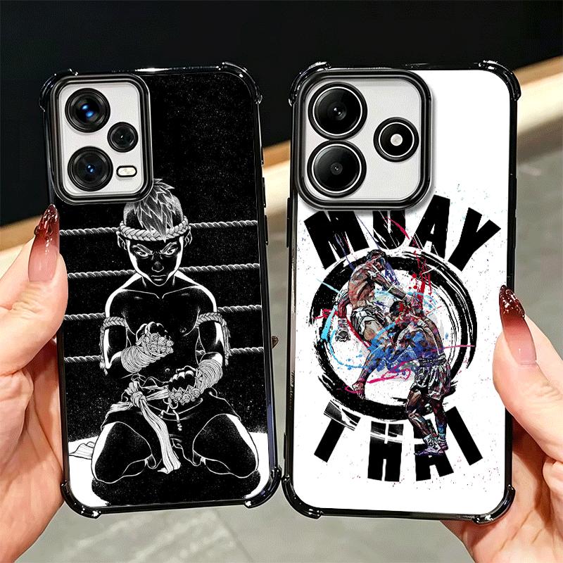 Muay Thai Fight Boxing Soft Phone Case For Xiaomi Redmi Note 14 15 Pro Plus 13 12 11S 11T 5G 10 9S 9 Plating Anti-Fall Fundas