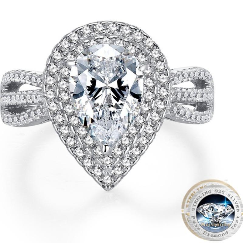 

Bague Ringen, настоящее обручальное кольцо с муассанитом и сертификатом, 7*10 мм, камень в форме капли воды, женский изысканный ювелирный подарок 7*10mm No.8 белый