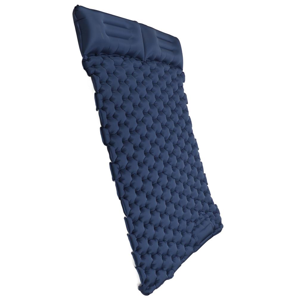 Double Inflatable Camping Sleeping Pads with Pillow Ergonomic Design Waterproof Nylon Camping Mat Fo