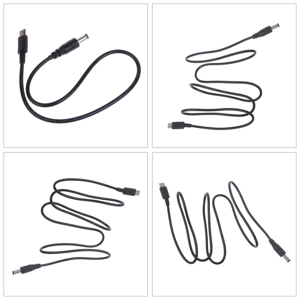 USB C to 5.5x2.1mm Power Cable Male to Male Connector Cord with 4017 Adapter for Laptops Routers Supports 3A Charging