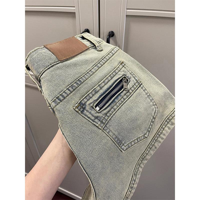 

Пятиточечные джинсы для женщин, дизайн с карманами на молнии, высокая посадка, стройнящие, универсальные шорты А-силуэта XL