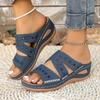 Fashion Women Wedge Sandals Orthopedic Open Toe Sandals Vintage Anti-Slip Leather Casual Female Platform Retro Shoes New Slides Women