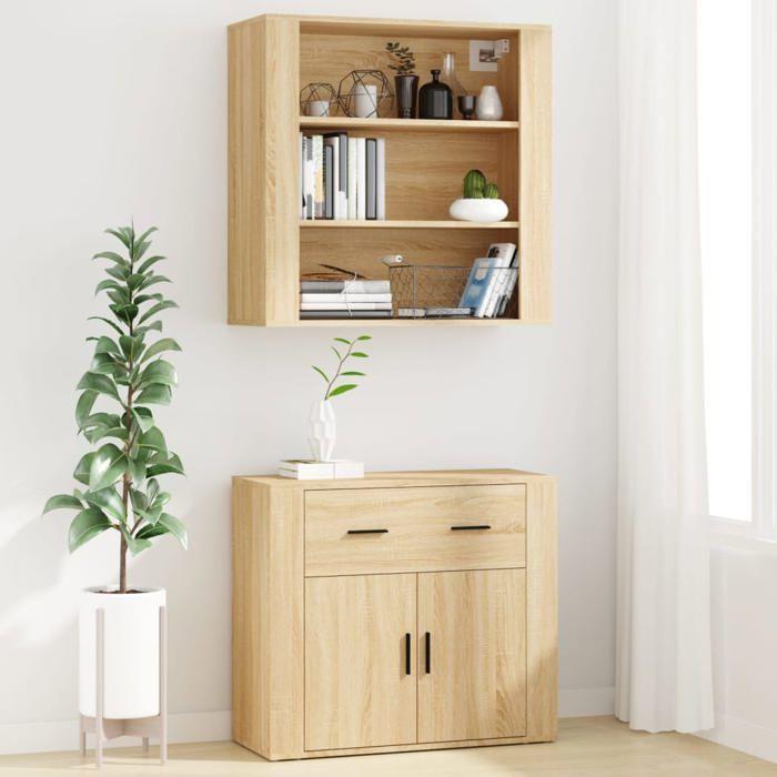 Buffet haut - Maison Exclusive - Chêne sonoma - Bois d'ingénierie - Grand espace de rangement
