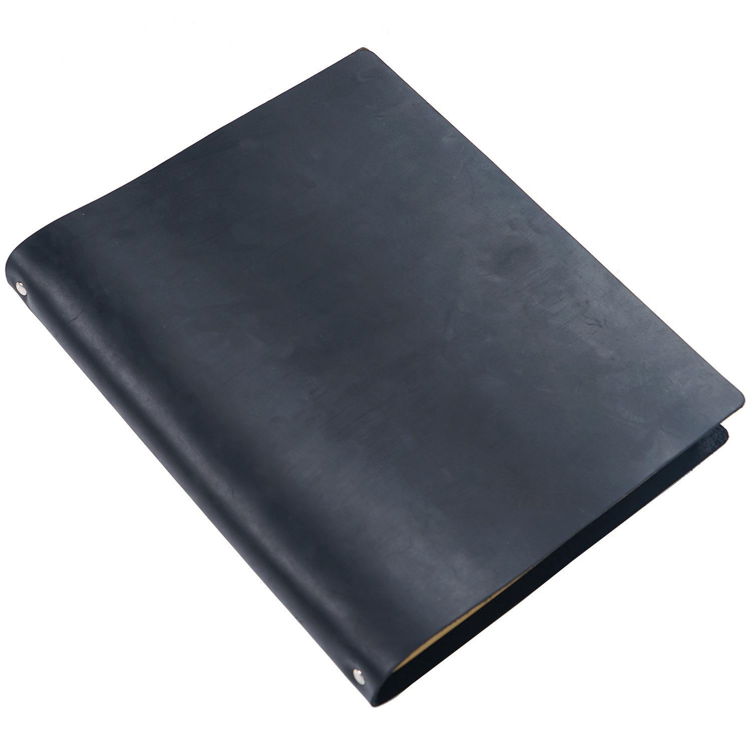 

Extra Large A4 Crazy Horse Leather Notebook & Sketchbook - Vintage Cowhide Ring Binder Journal Lined Dowling Paper 100 Sheets чорний