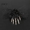 Halloween Hair Jewelry Gothic Skeleton Hand Flowers Clip with Black Mesh, Decorative Pins Skull Bone Claw Hairpin for Girls,Women, Party Costume