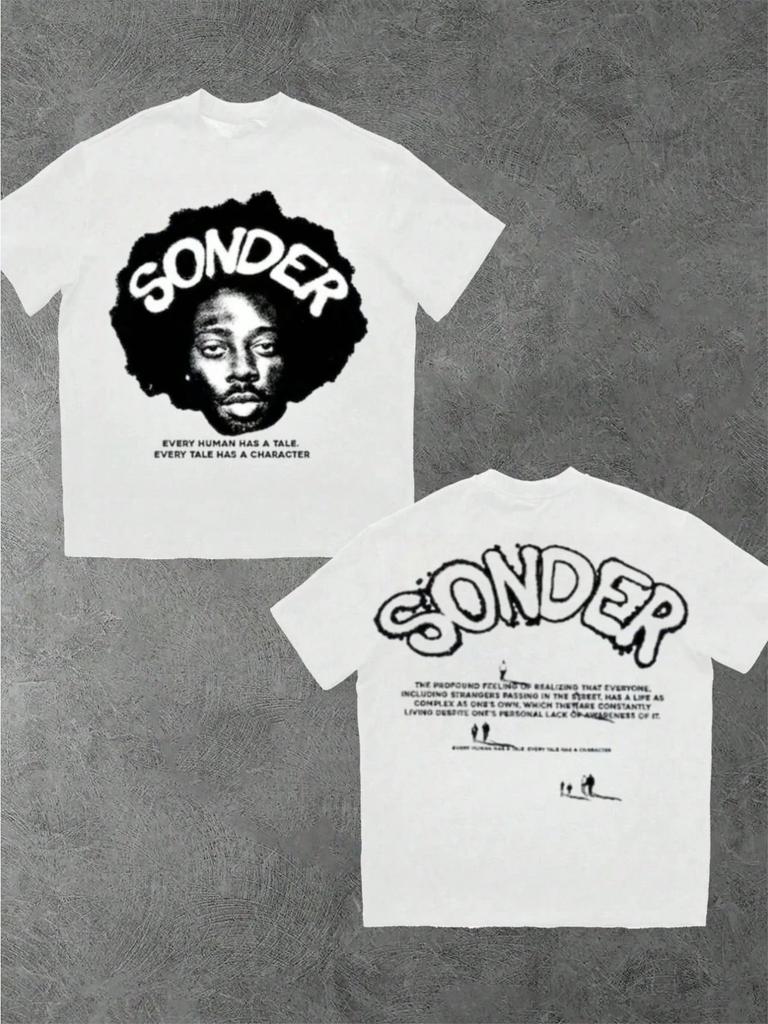 Sonder Brent Faiya.Z Casual Print Summer T-shirt Comfortable And Versatile Letter Pattern Cotton Tee Casual Retro Y2K Tee Tops