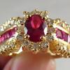 Fashion Women's Wedding Size 7/8/9/10 Ruby & CZ 18K Yellow Gold Filled Ring