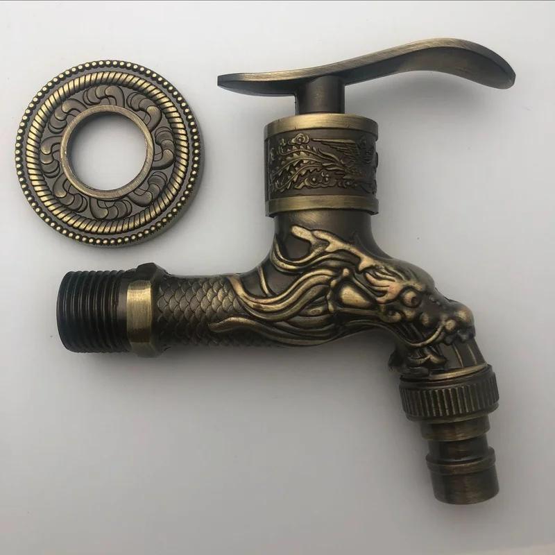 Doodii Carved Wall Mount Zinc Alloy Antique Bibcock Garden Wash Basin Faucet Decorative Outdoor Garden Mop Taps Torneira Parede
